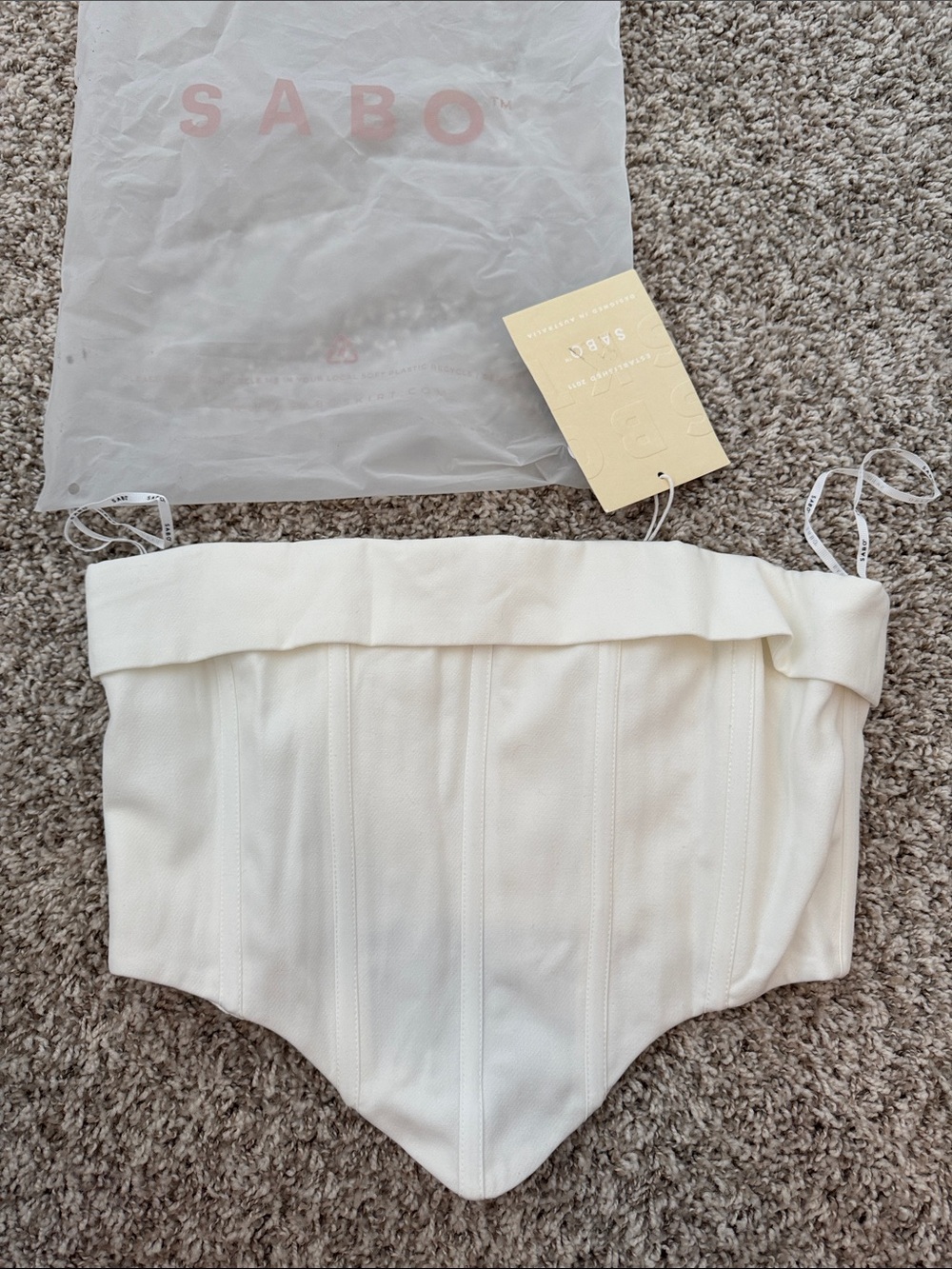 Sabo White Structured Corset Crop Top